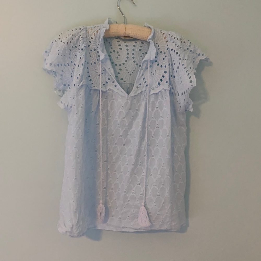 2/$25 Blue eyelet blouse